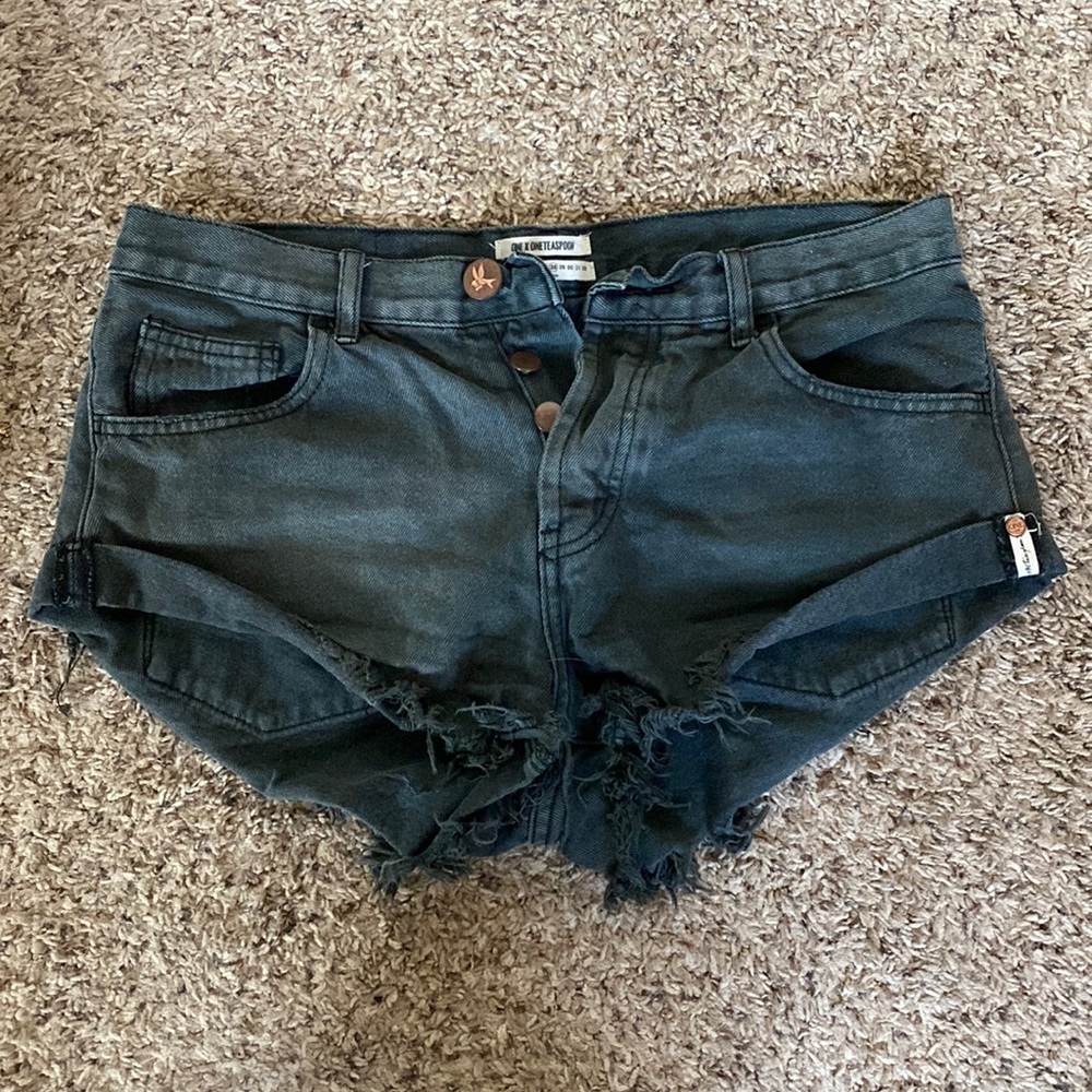 One Teaspoon black denim bandit shorts